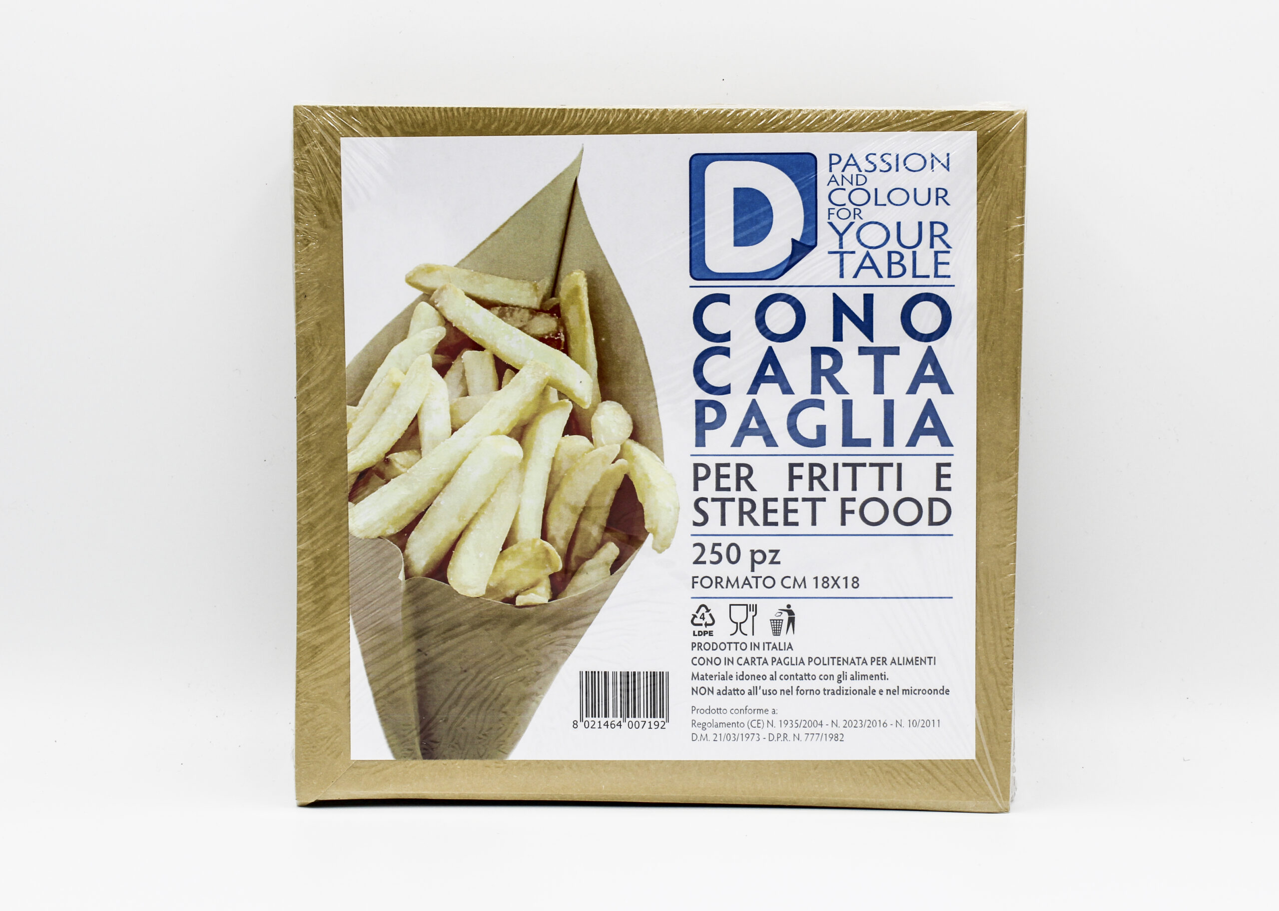 CONO CARTA PAGLIA PER FRITTO - 18X18CM - CONFEZIONE 250PZ - Gi