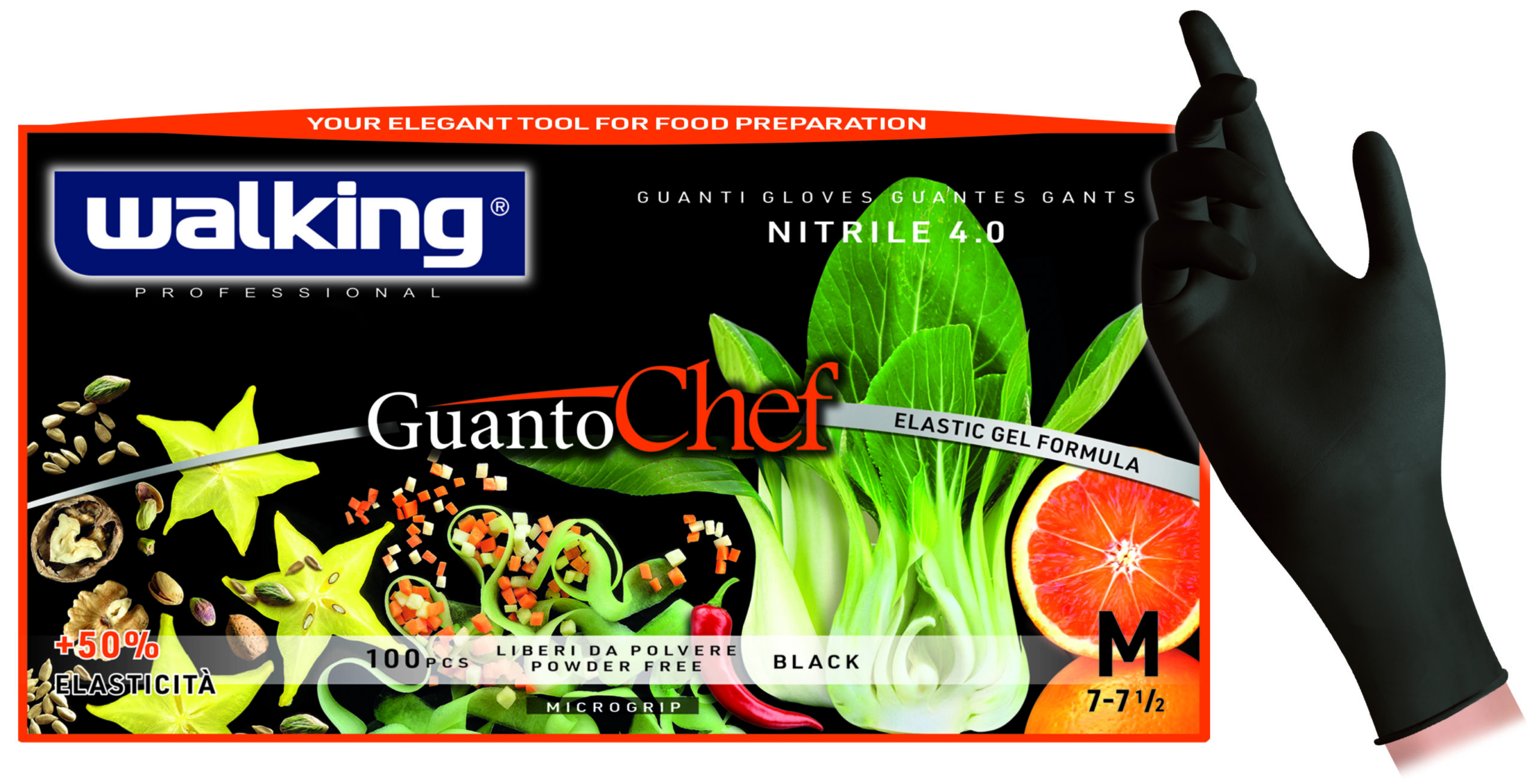 Guanto Chef in nitrile nero monouso Walking senza polvere - PapoLab
